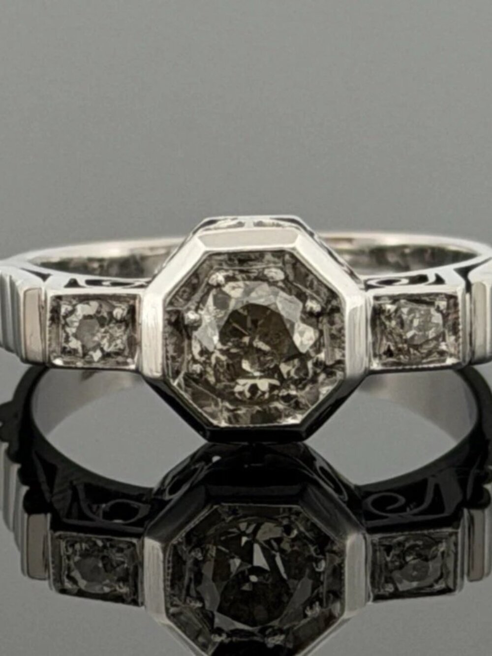 Vintage 14K White Gold Old European Cut Diamond Ring 0.60 CTW Size 6.25 Estate